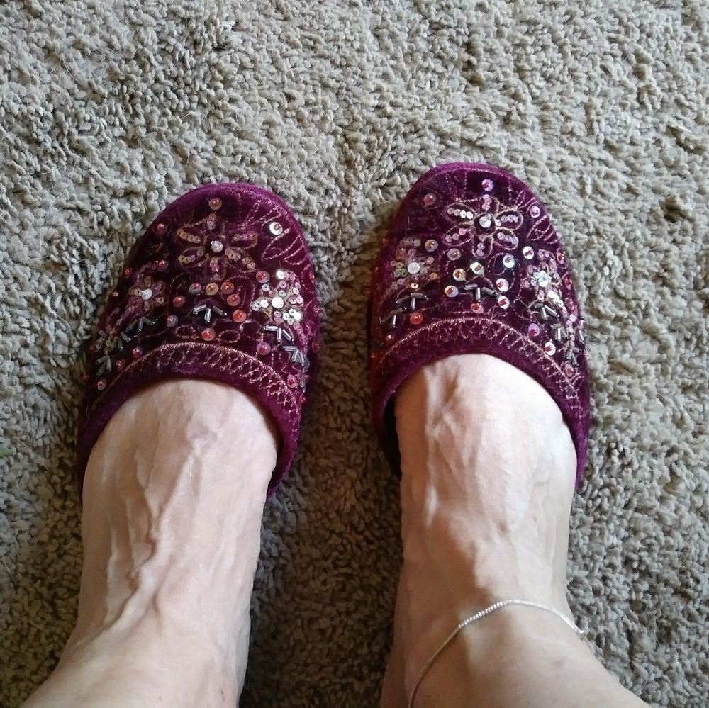 Bling and beaded velvet flat